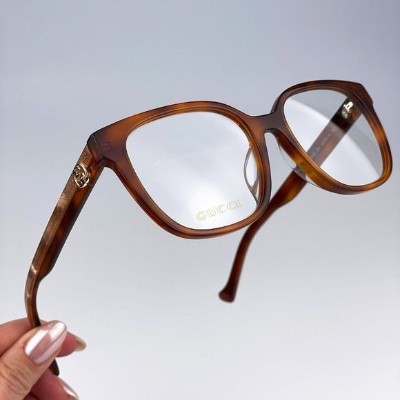 Gucci GG1305OA 003 Eyeglasses Havana Crystal Square Women - Picture 6 of 14